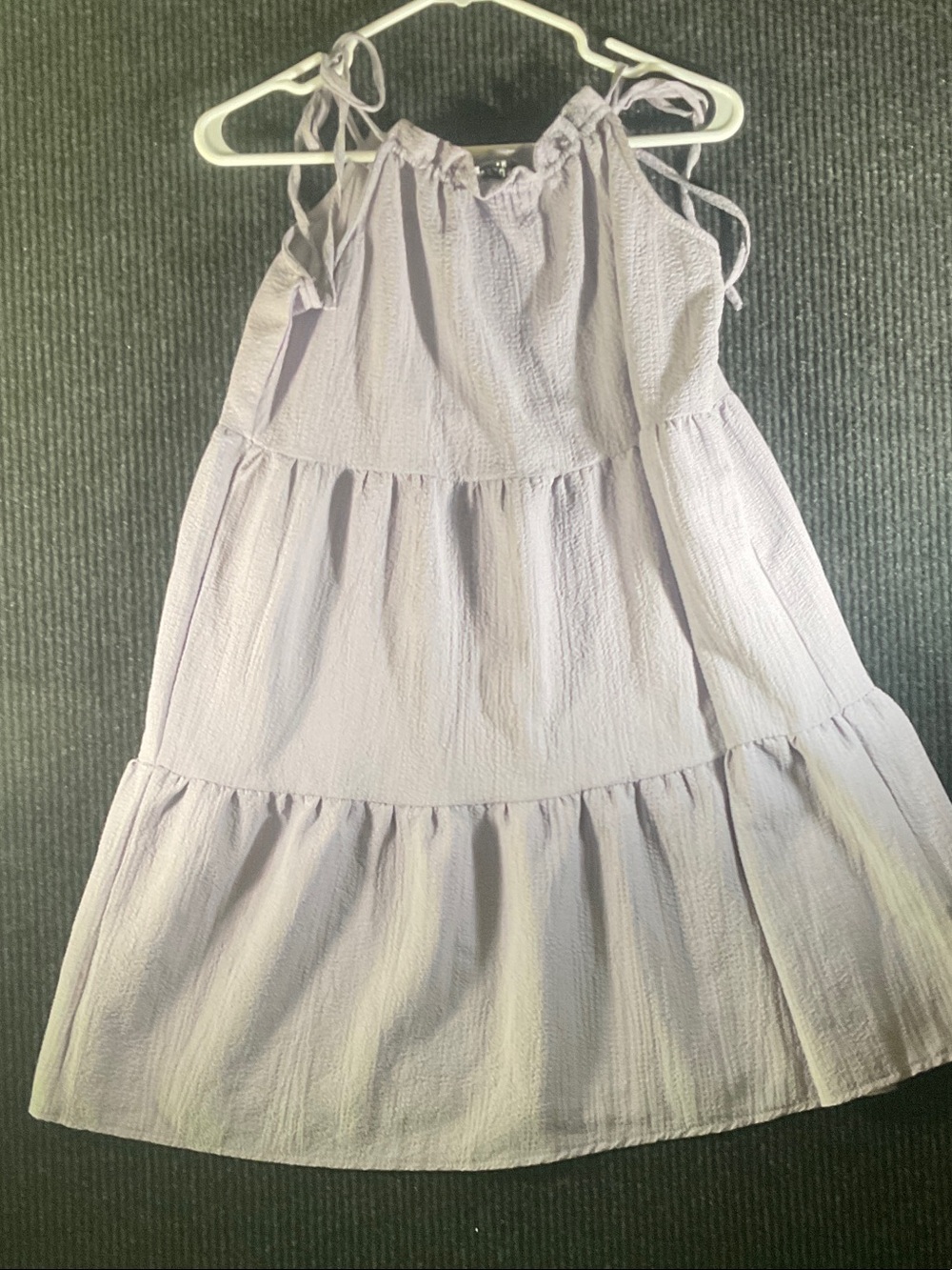 Light Lavender Tiered Mini Dress with Tie Straps